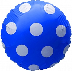 Шар (46 см) Круг, Большие точки, Синий